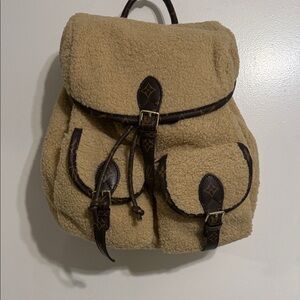 Shearling Backpack with Leather Accents